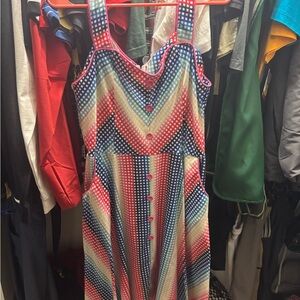 Voodoo Vixen Pink and Blue Chevron Midi Dress